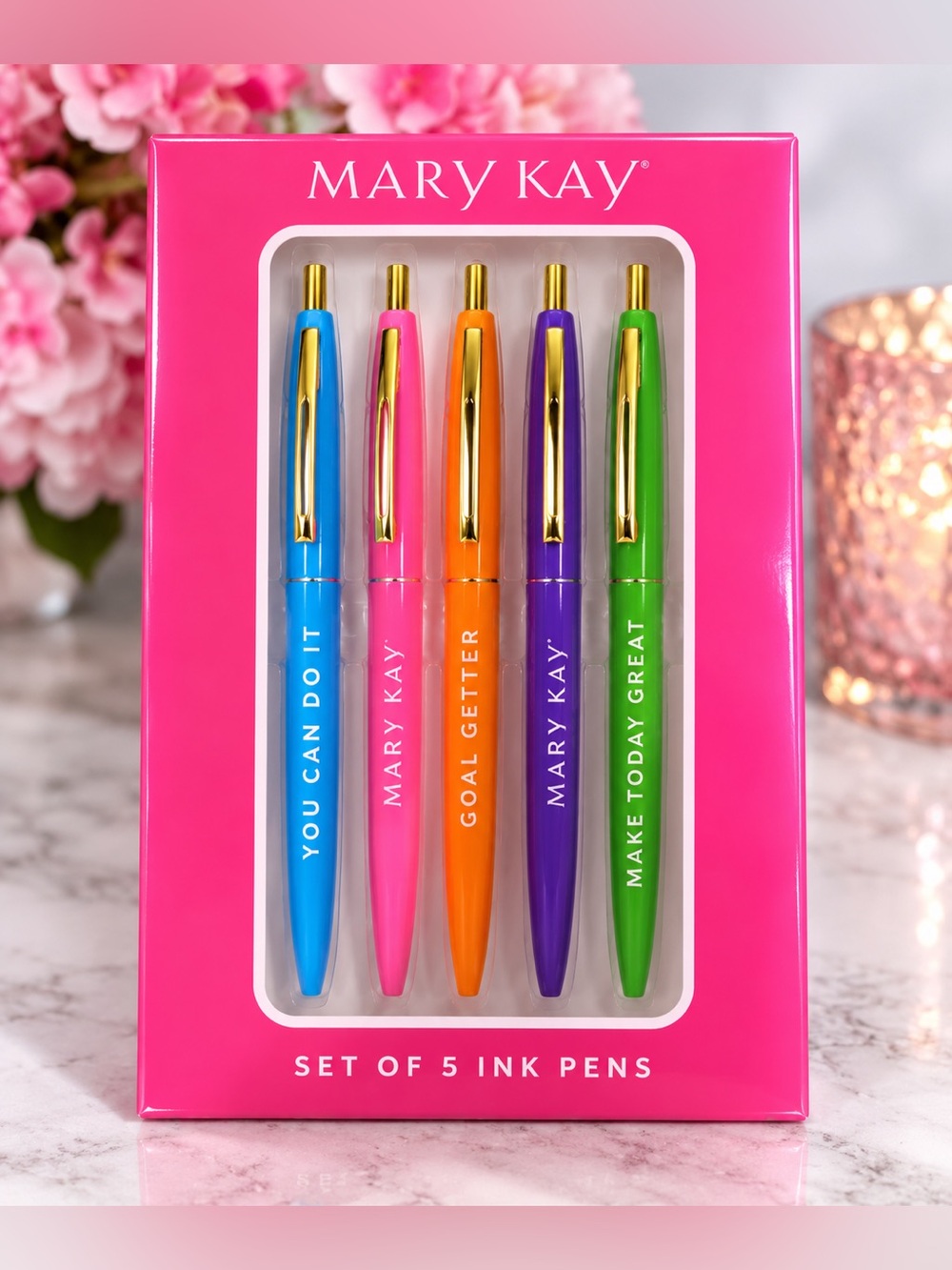 Mary Kay Set of 5 Inspirational Ink Pens – New in Box 🌈🖊️